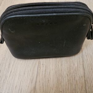 Coach Black Leather Mini Makeup Pouch